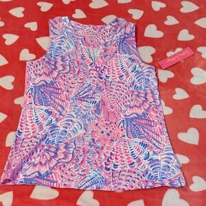 Lily Pulitzer Sleeveless Pink & Blue Patterned Tank Top